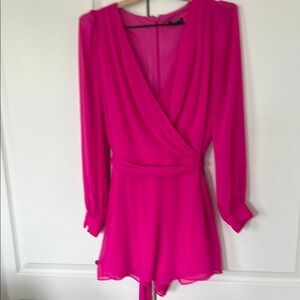 Express Pink Wrap-Style Jumpsuit